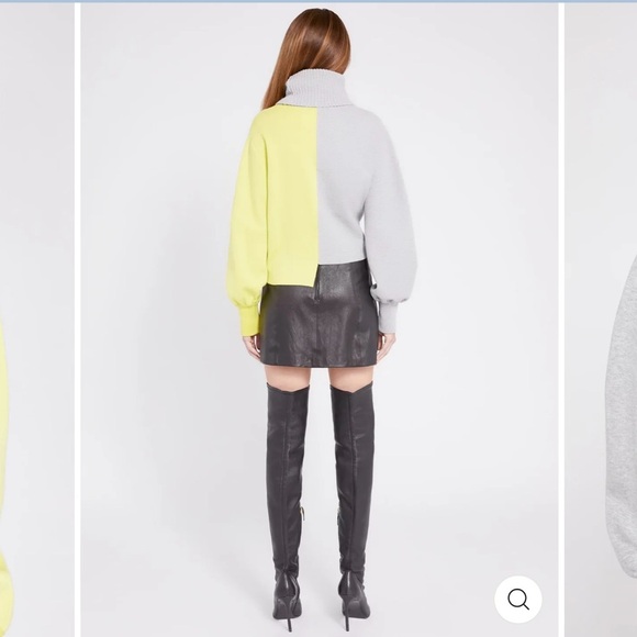 Alice + Olivia Spencer Colorblock Turtleneck Sweater Heather Grey/Sunny Lime - Picture 4 of 14